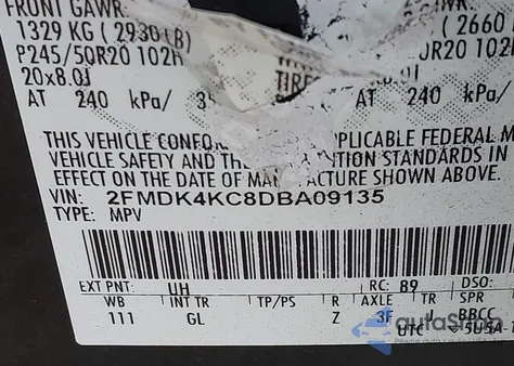 2013 Ford Edge Limited z USA, uszkodzony, nr VIN 2FMDK4KC8DBA09135